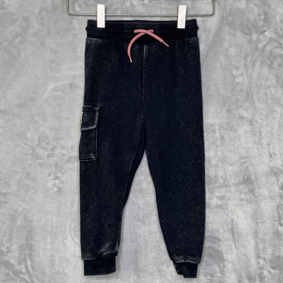 Rolling Stones Pants Youth 3T Black Cargo Joggers Red Drawstring Rock Band Kids - Picture 1 of 6